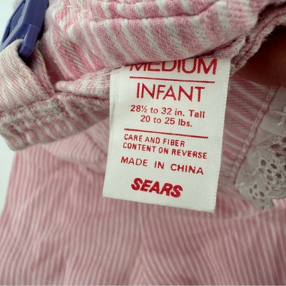 Vintage 90s Pink Stripe Sears Overalls size 18-24 months - Picture 3 of 5